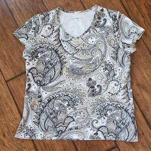 Paisley print Croft & Barrow women's large short sleeve 100% cotton top